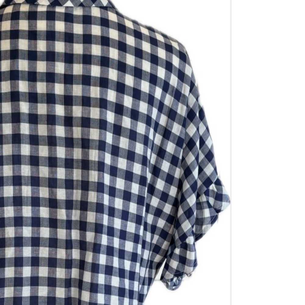 MAEVE by Anthropologie NWOT Blue & White Checkered Peplum Dolman Sleeves Shirt S - Picture 5 of 9